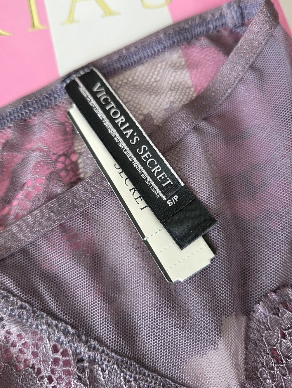 Victoria's Secret VTG Cheeky Panty NWT Sheer Mesh Lace Crisscross Purple - Picture 9 of 13
